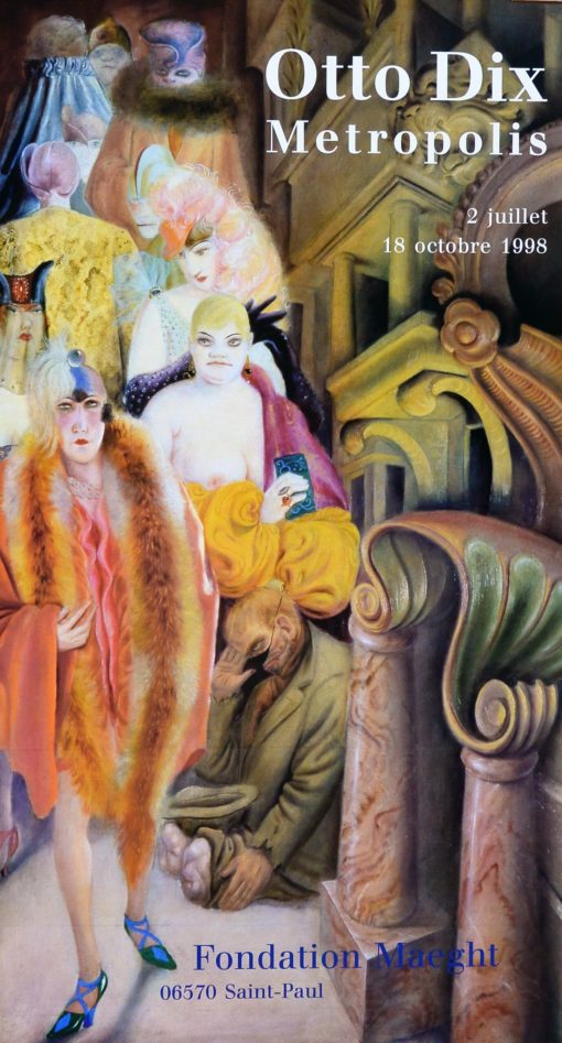 Otto Dix - "La Grande Ville" cartel original exposición Metrópolis en la Fondation Maeght en 1998
