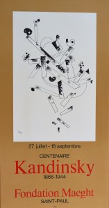 Kandinsky Vasily, Centenaire, cartel original imñpresión litográfica editado para la exposición del centenario Kandinsky en la Fondation Maeght en 1966, 57,50x30 cms (4)