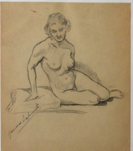 Lahuerta Genaro,  Desnudo académico, dibujo lápiz papel, enmarcado, dibujo 18x16 cms. y marco 28,50x24,50 cms.  (7)