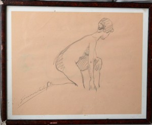 Lahuerta Genaro, Desnudo académico, dibujo lápiz papel, enmarcado, dibujo 21x27 cms. y marco 25,50x31,50 cms. (6)