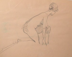 Lahuerta Genaro,  Desnudo académico, dibujo lápiz papel, enmarcado, dibujo 21x27 cms. y marco 25,50x31,50 cms.  (7)