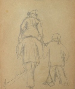 Lahuerta Genaro,  Personajes del circo, dibujo lápiz papel, enmarcado, dibujo 18,50x15,50 cms. y marco 34x29 cms.  (7)