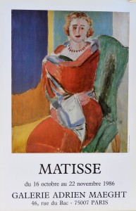 Matisse Henrí, Femme assise, cartel original exposición en la Galería Adrien Maeght en 1986, 60x40 cms (6)