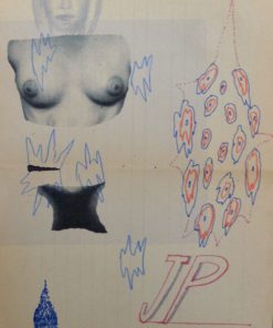 Javier Pagola 2010 - "Composición con dos senos" dibujo técnica mixta papel, enmarcado