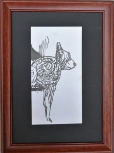 Pagola Javier, Torso de perro, dibujo tinta papel, enmarcado, dibujo 21,50x1,50cms. y marco 34x25 cms. (3)