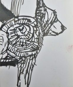 Javier Pagola - "Torso de perro" dibujo tinta papel, enmarcado