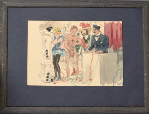 Penagos Rafael de, Baile de disfraces, 1931, dibujo tinta y acuarela papel, enmarcado, dibujo 18x26 cms. y marco 32x42 cms.  (2)