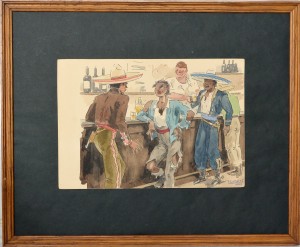 Penagos Rafael de, Taberna mexicana, 1931, dibujo tinta y acuarela papel, enmarcado, dibujo 18x26 cms. y marco 34x41,50 cms.  (1)