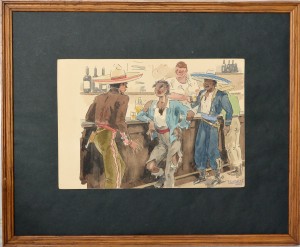 Penagos Rafael de, Taberna mexicana, 1931, dibujo tinta y acuarela papel, enmarcado, dibujo 18x26 cms. y marco 34x41,50 cms. (1)