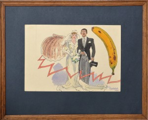 Penagos Rafael de, la boda, 1931, dibujo tinta y acuarela papel, enmarcado, dibujo 18x26 cms. y marco 32,50x40 cms.  (2)
