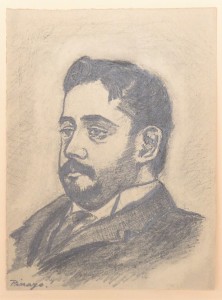 Pinazo Martinez José, Personaje del Ateneo de Valencia # XXXIII, dibujo lápiz papel, enmarcado, dibujo 11,50x8,50 cms. y marco 24,50x20 cms.    (4)