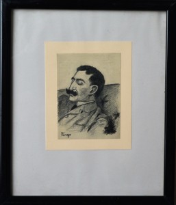 Pinazo Martinez José, personaje del Ateneo de Valencia # XXIX, dibujo lápiz papel, enmarcado, papel 11,50x8,50 cms. y marco 27,50x23 cms.  (8)