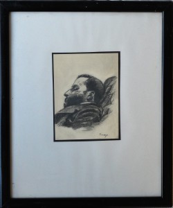 Pinazo Martinez José, personaje del Ateneo de Valencia # XXV, dibujo lápiz papel, enmarcado, papel 11,50x8,50 cms. y marco 27,50x23 cms.  (1)