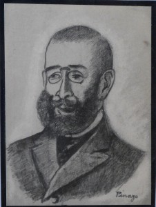 Pinazo Martinez José, personaje del Ateneo de Valencia # XXVI, dibujo lápiz papel, enmarcado, papel 11,50x8,50 cms. y marco 27,50x22 cms.  (9)