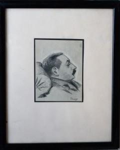 Pinazo Martinez José, personaje del Ateneo de Valencia # XXVII, dibujo lápiz papel, enmarcado, papel 11,50x8,50 cms. y marco 27,50x22,50 cms.  (5)