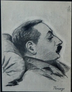 Pinazo Martinez José, personaje del Ateneo de Valencia # XXVII, dibujo lápiz papel, enmarcado, papel 11,50x8,50 cms. y marco 27,50x22,50 cms.  (8)