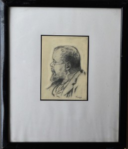 Pinazo Martinez José, personaje del Ateneo de Valencia # XXX, dibujo lápiz papel, enmarcado, papel 11,50x8,50 cms. y marco 27,50x23 cms.  (8)