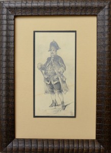 Ribera Román, Alcalde, dibujo lápiz papel, enmarcado, dibujo 18,50x8,50 cms. y marco 34x25 cms.  (33)