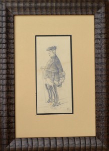 Ribera Román, Alguacil, dibujo lápiz papel, enmarcado, dibujo 17x8 cms. y marco 34x24,50cms.  (39)