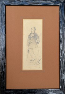 Ribera Román, Comerciante, dibujo lápiz papel, enmarcado, dibujo 17x6,60 cms. y marco 32x22 cms.  (16)