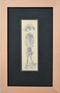 Ribera Román, Espadachín, dibujo lápiz papel, enmarcado, dibujo 19x6 cms. y marco 36x23 cms.  (28)