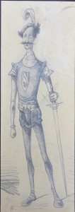 Ribera Román, Oficial de la guardia, dibujo lápiz papel, enmarcado, dibujo 23x8 cms. y marco 36x23 cms.   (11)