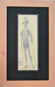 Ribera Román, Oficial de la guardia, dibujo lápiz papel, enmarcado, dibujo 23x8 cms. y marco 36x23 cms.   (8)