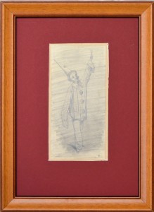 Ribera Román, Personaje del circo, dibujo lápiz papel, enmarcado, dibujo 18,50x9 cms. y marco 34x25 cms. (19)