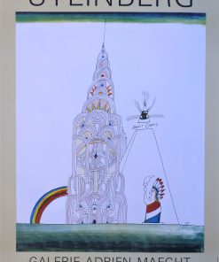 Saul Steinberg - "Chrysler Building" cartel original exposición en la Galería Maeght
