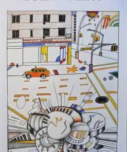 Saul Steinberg - "Cocktail Lounge" cartel original exposición en la Galeria Maeght en 1982