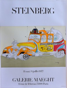Steinberg Saul, Taxi, cartel litográfico original exposición en la galería Maeght en 1977,  79x60 cms.  (3)