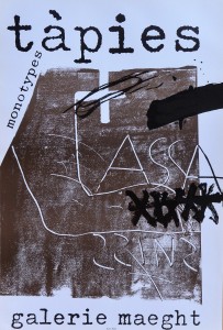 Tapies Antoni, Monotypes, cartel litográfico original exposición en Galería Maeght en 1974, 74x50 cms. (3)