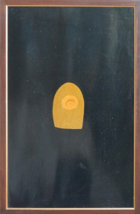 lamazares anton, Figura naranja sobre marrón, oleo y barniz cartulina, enmarcado, pintura 114x73 cms. y marco 120x79 cms. (1)