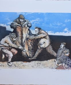 Manuel Alcorlo - "Destrozones y Tancredos, Imitando al toro" grabado aguafuerte aguatinta color