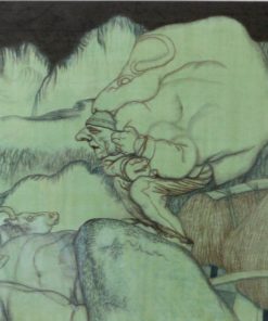 Manuel Alcorlo 1995 - "Pesadiellu" dibujo carboncillo y acuarela cartulina, enmarcado