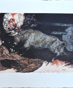 Manuel Alcorlo - "Destrozones y tancredos,Toro de Medinaceli" grabado aguafuerte aguatinta color