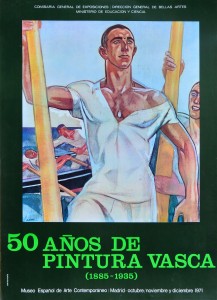 Arteta Aurelio, Remeros, cartel original exposición 50 años de pintura vasca en el Museo Español de Arte Contemporaneo en 1971, 68,50x50 cms. (3)