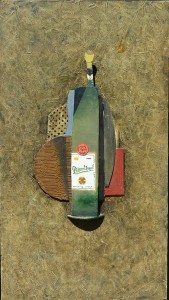Bellver Fernando, Pilsner, serie cervezas, técnica mixta y collage tabla, enmarcado, pintura 90x50,50 cms. y marco 96,50x 57 cms (1)
