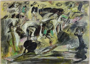 Bonifacio 1986, Paisaje habitado, técnica mixta cartulina, enmarcado, pintura 49,50x69 cms. y marco 72,50x102 cms.   (2)