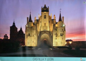 Castilla y Leon, Palacio episcopal de Astorga de Gaudí, cartel promoción turistica, 49x69 cms (1)