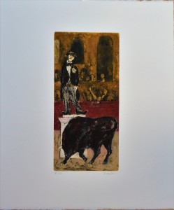 García Ochoa Luis, Grana y Oro, Don Tancredo, grabado aguafuerte color, edición 175 ejemplares, numerado y firmado a lápiz, plancha 39x18,50 cms. y papel 60x50 cms. (5)