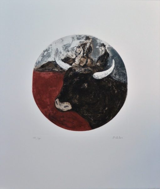 Luis García Ochoa - "Grana y Oro, El Toro" grabado aguafuerte color
