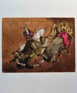 Luis García Ochoa - "Grana y Oro, embestida" grabado aguafuerte color