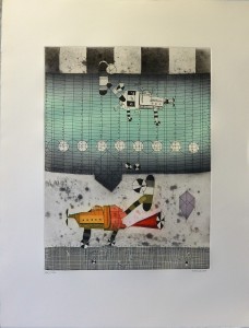 Lorenzo Antonio 1984, Trama cinco, Quiero que te quiero verde, grabado aguafuerte color, ed 170 ej. numerado y firmado a lápiz, plancha 44x32,50 cms. y papel 67x50 cms.   (3)