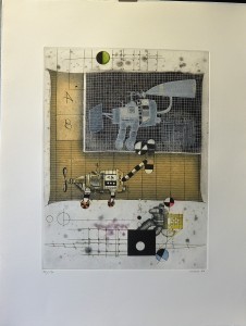 Lorenzo Antonio 1984, Trama seis, Misión imposible, grabado aguafuerte color, ed 170 ej. numerado y firmado a lápiz, plancha 44x32,50 cms. y papel 67x50 cms.  (19)