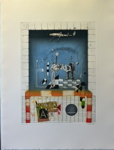 Lorenzo Antonio 1984, Trama siete, El azul de mis amores, grabado aguafuerte color, ed 170 ej. numerado y firmado a lápiz, plancha 44x32,50 cms. y papel 67x50 cms.  (22)