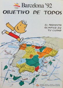 Mariscal Javier, Barcelona´92, Objetivo de Todos, cartel promocional Juegos Olímpicos,  67x48,50 cms.  (1)