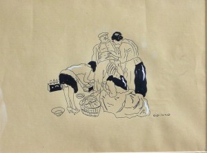 Opisso Ricard, Chamarilero, dibujo tinta china papel, enmarcado, dibujo 23x30 cms. y marco 38,50x51 cms.  (3)