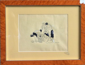 Opisso Ricard, Chamarilero, dibujo tinta china papel, enmarcado, dibujo 23x30 cms. y marco 38,50x51 cms.  (5)