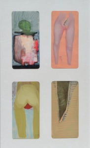 Pagola Javier 2011, Composición # 5, cuatro dibujos acrílico cartulina, enmarcado, 14,5x7 cms. cada dibujo y marco 51x35 cms (7) - copia